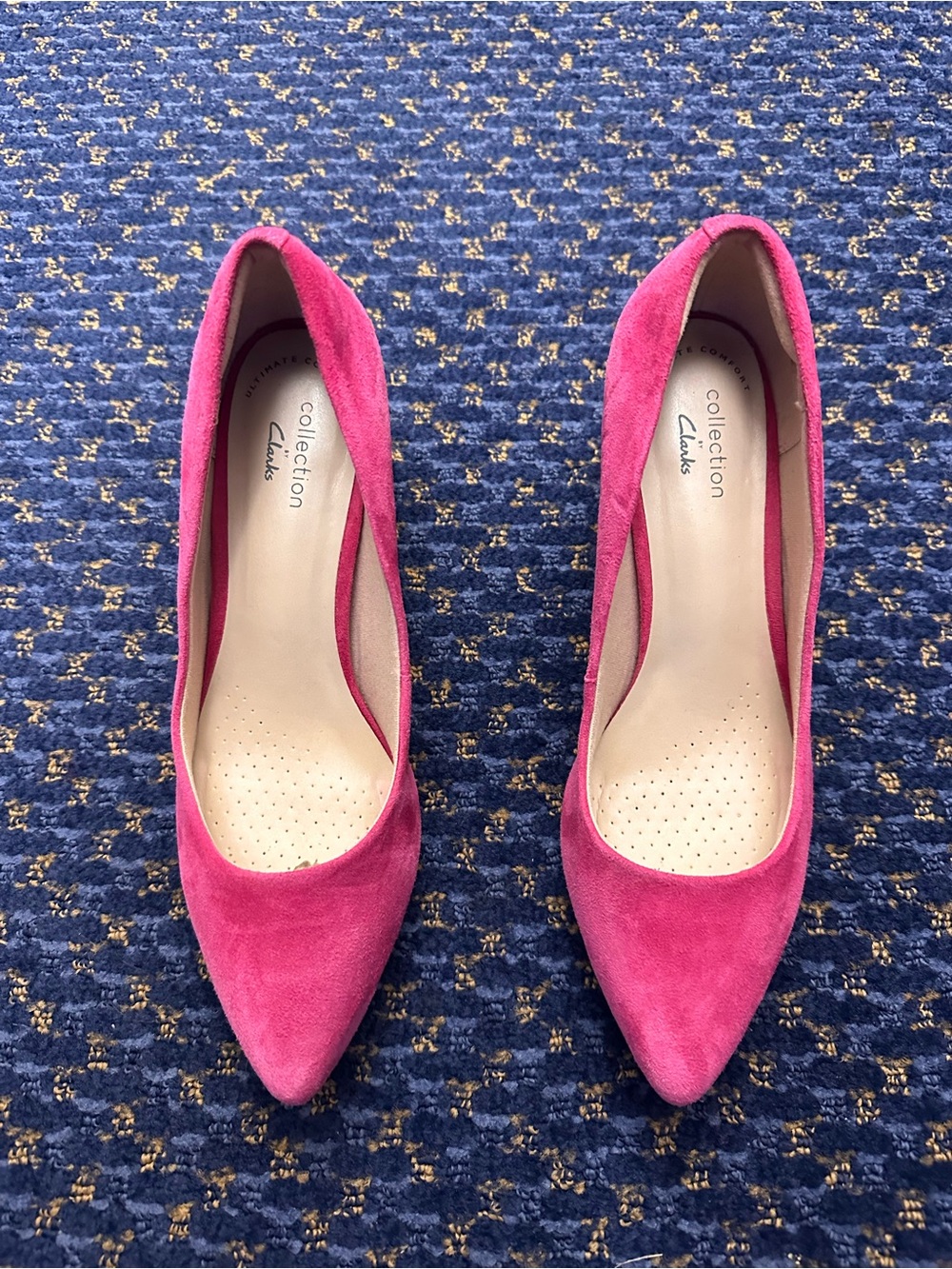 Clarks hot pink suede heels